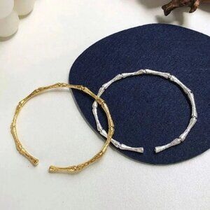 925 Sterling Silver Cuff Bracelet Bangle Wavy Thin Textured Bracelet